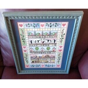 Homeco Framed & Matted Art Print Home Cooking Hearts Farm Food‎ Syroco Vtg Decor